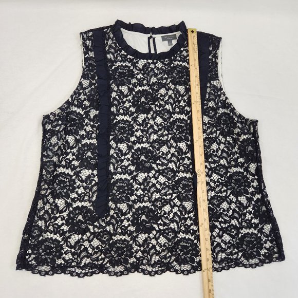 THE LIMITED Plus Sleeveless Ruffle Lace Top Size 2X Black/White Color LIKE NEW! - Picture 10 of 16